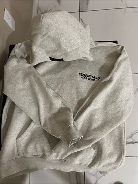 Fear of God Light Gray Cotton Hoodie - L